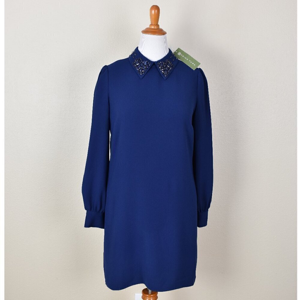 Trina Turk Gaudin Dress Navy NEW - 10 - Picture 1 of 11